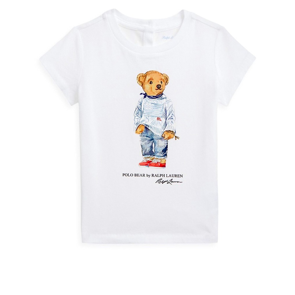 Brand New Polo Ralph Lauren baby girl t-shirt with Bear. Size 6 Months
